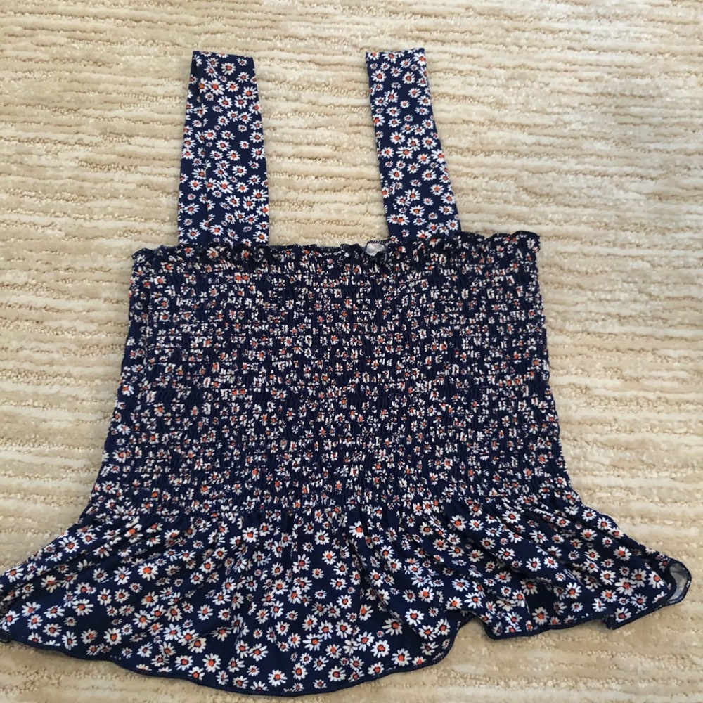 blue with flowers flowy summer tank top - Picture 3 of 6